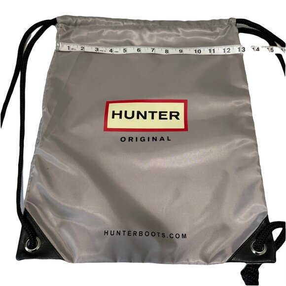 Hunter Original Gray Silver Drawstring Backpack Gym Travel Tote Logo Bag - Picture 3 of 7